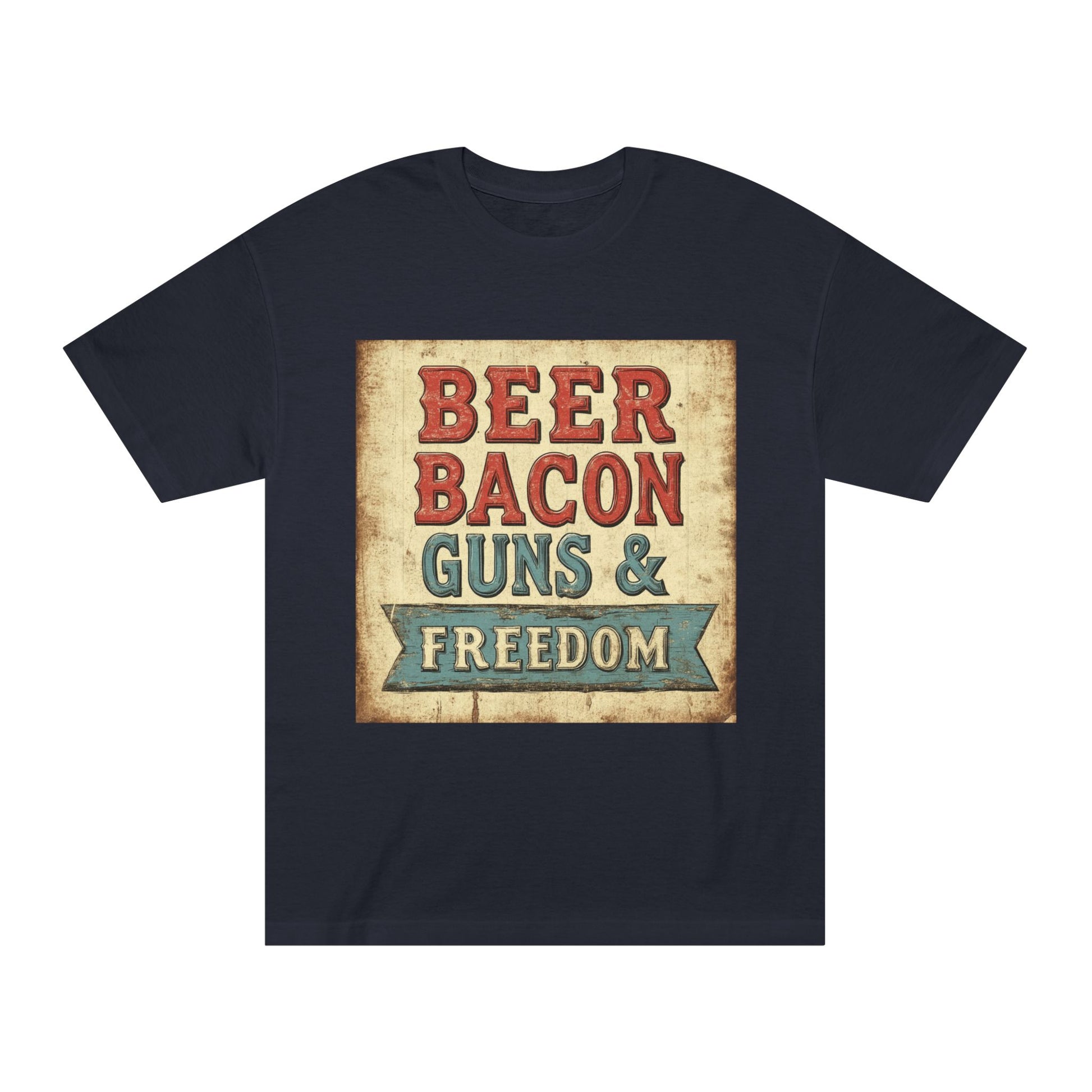 Patriotic Men's Tee Beer Bacon Guns & Freedom Graphic T-Shirt