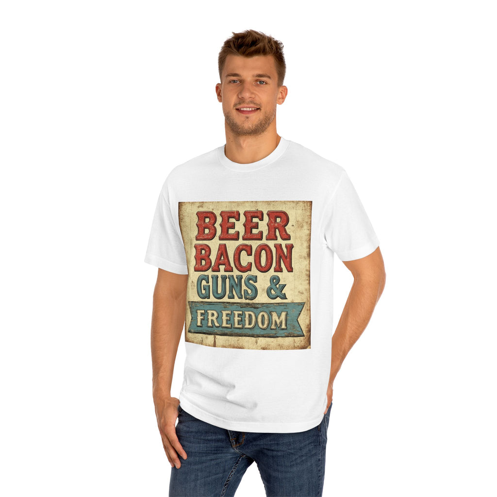 Patriotic Men's Tee Beer Bacon Guns & Freedom Graphic T-Shirt