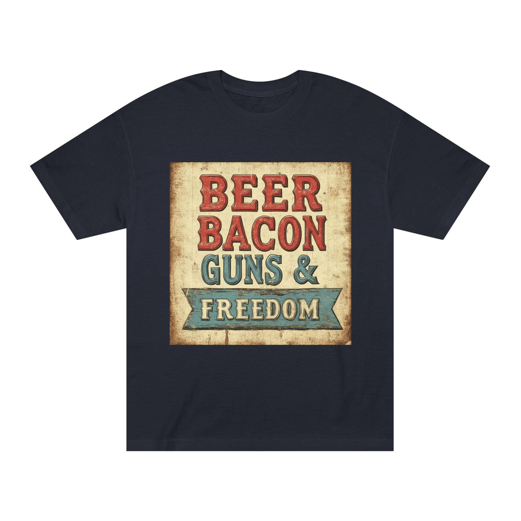 Patriotic Men's Tee Beer Bacon Guns & Freedom Graphic T-Shirt