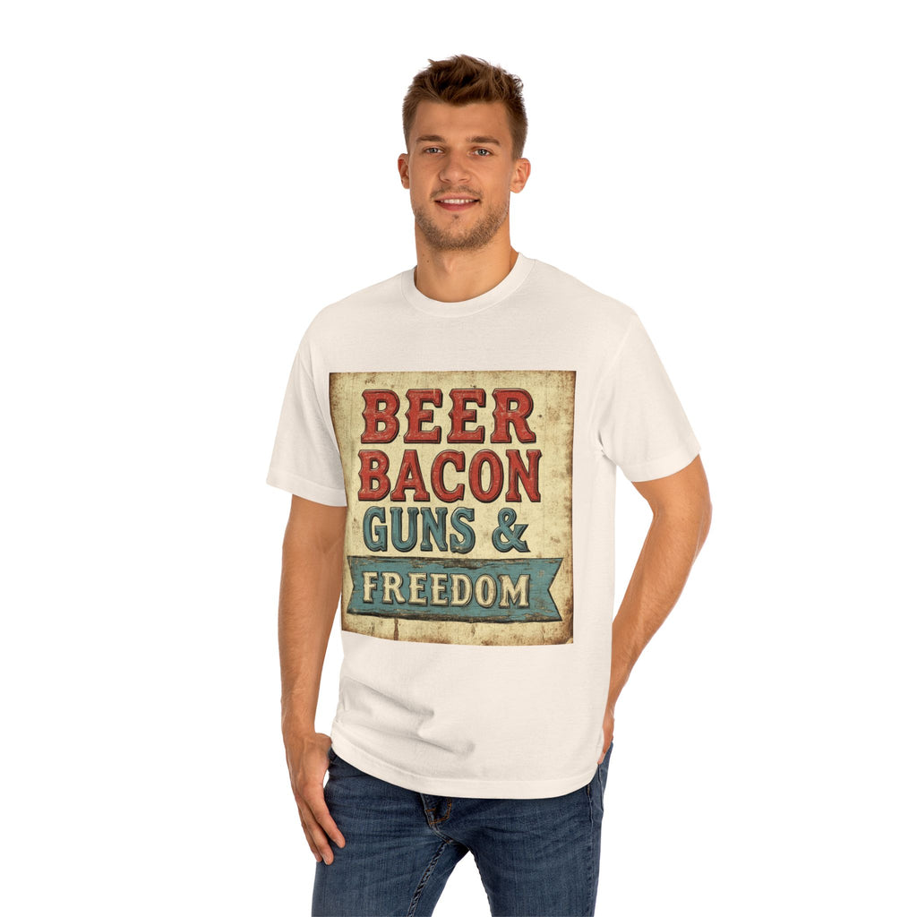Patriotic Men's Tee Beer Bacon Guns & Freedom Graphic T-Shirt